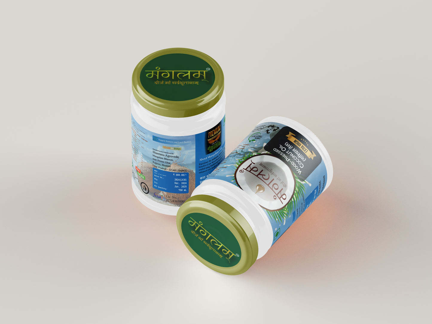 Mangalam Wood-Pressed Coconut Oil | Traditional काठ कोल्हू | Cooking Oil | Therapeutic Oil | Cooking Oil | 100% Pure & Natural | Extra Virgin | Chemical-Free | 750 ml Glass Jar